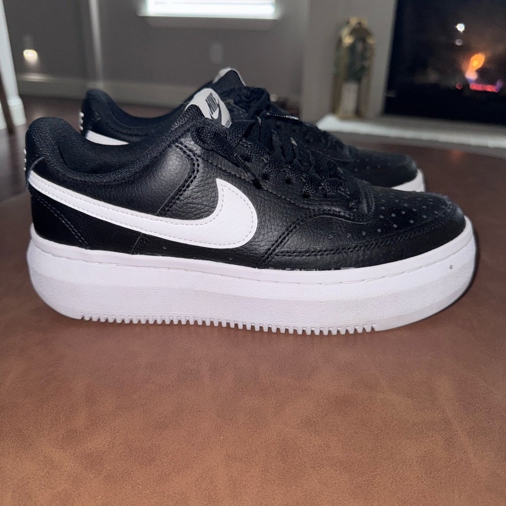 Nike Black and White Platform Sneakers - Picture 2 of 7